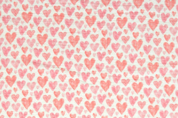 Musselin mit Herzen, rosa, weiß, 0,5 m